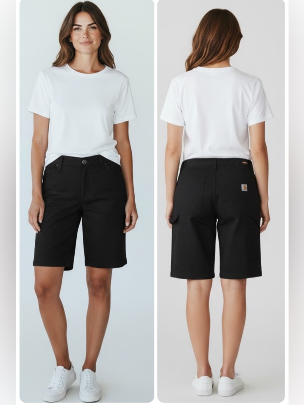 CARHARTT Rugged Flex Loose Fit Canvas Work Shorts Cargo Size 8 Black NEW